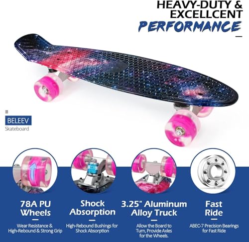 LED Light-Up Cruiser Skateboard for Kids, Teens, Adults