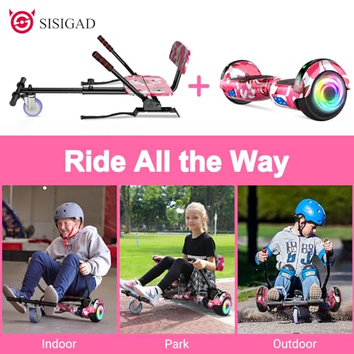 Hoverboard Go Kart Seat with LED Lights and Bluetooth Speaker