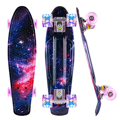 Caroma 22" Mini Skateboard with ABEC-7 Bearings (Blue&Pink)