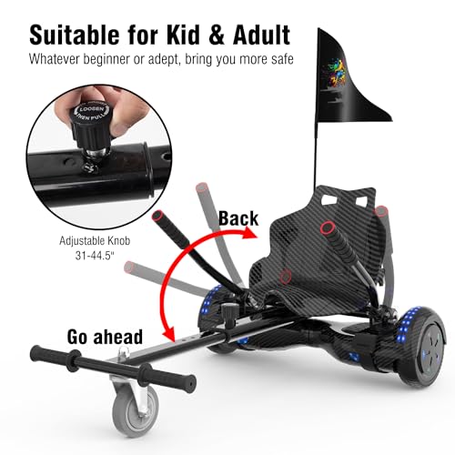 Bluetooth Hoverboard Go Kart Bundle, LED Lights