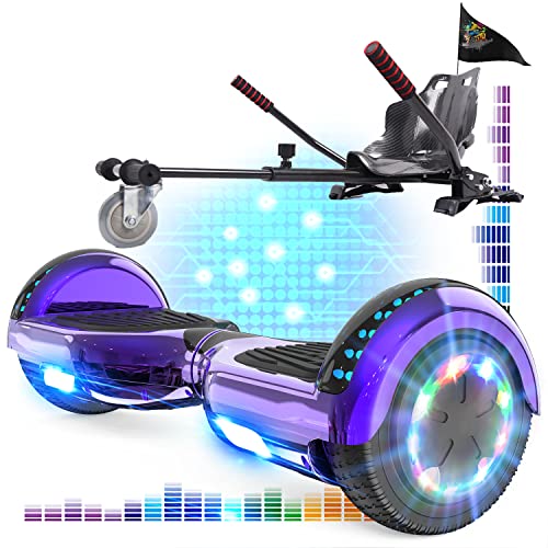 Hoverboard and Kart Bundle with Bluetooth and LED Lights