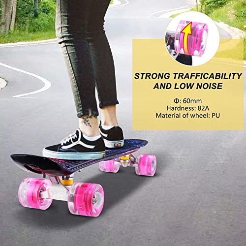 Caroma 22" Mini Skateboard with ABEC-7 Bearings (Blue&Pink)