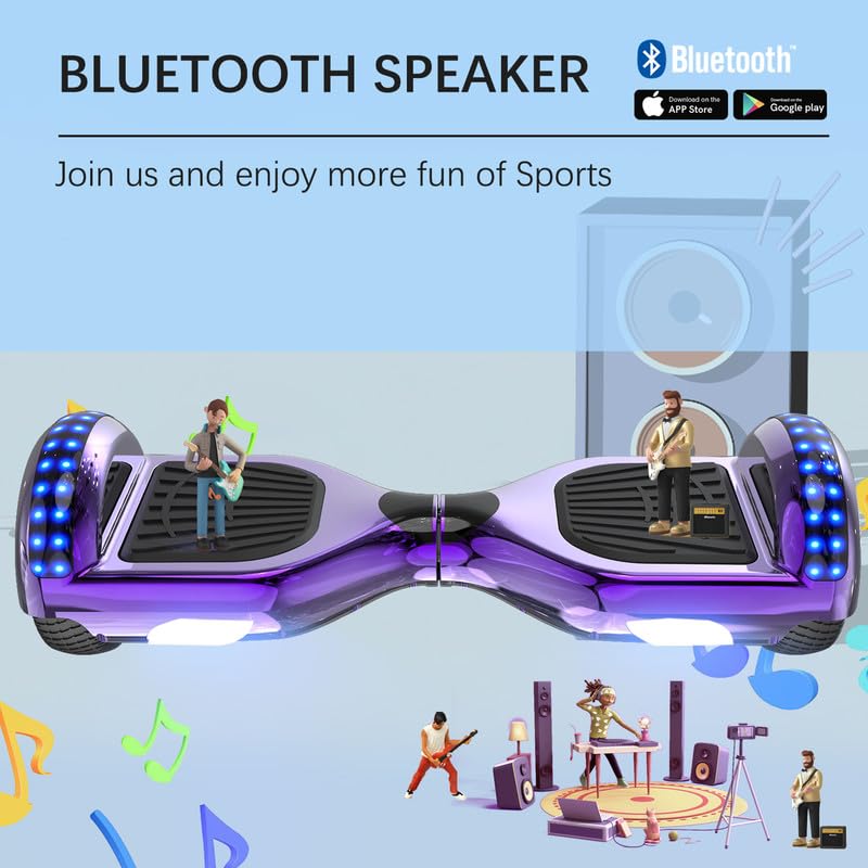 Bluetooth Hoverboard with Colorful LED Lights - Gift for Kids and Teens