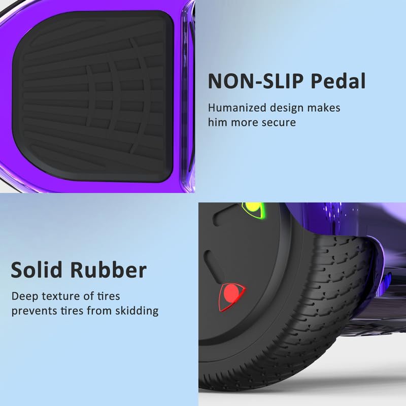 Bluetooth Hoverboard with Colorful LED Lights - Gift for Kids and Teens