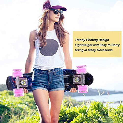 Caroma 22" Mini Skateboard with ABEC-7 Bearings (Blue&Pink)