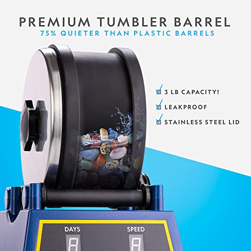 Large Capacity Rock Tumbler Kit with Timer & Grit