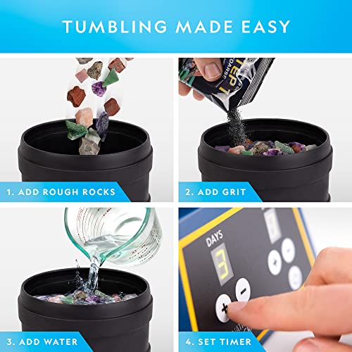 Large Capacity Rock Tumbler Kit with Timer & Grit