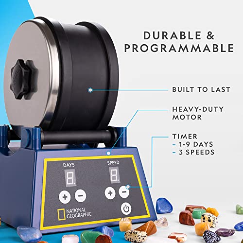 Large Capacity Rock Tumbler Kit with Timer & Grit