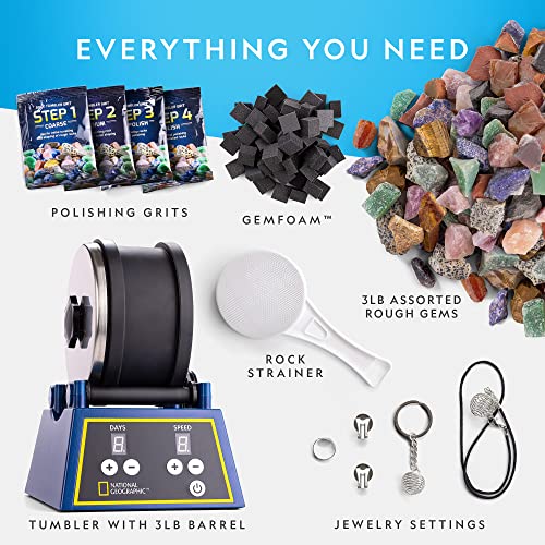 Large Capacity Rock Tumbler Kit with Timer & Grit