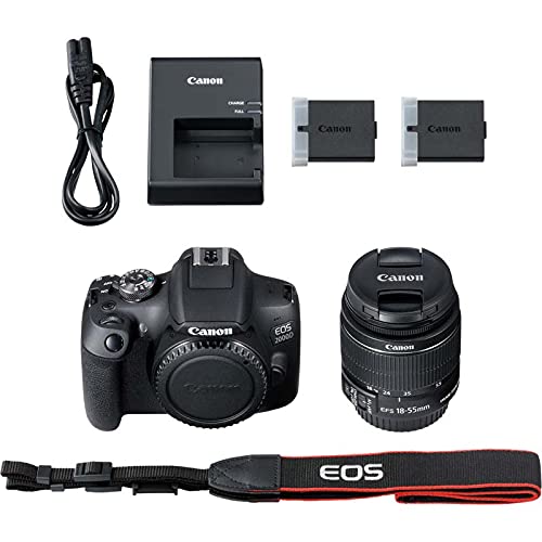 Canon EOS 2000D with Versatile Lens and Spare Battery