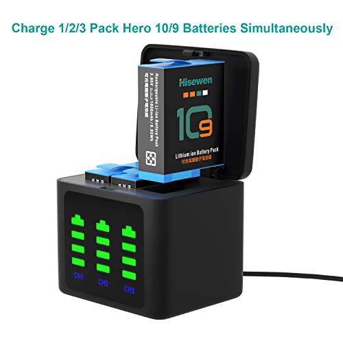 Hisewen 3-Ch. Charger, Compact Storage for GoPro Batteries