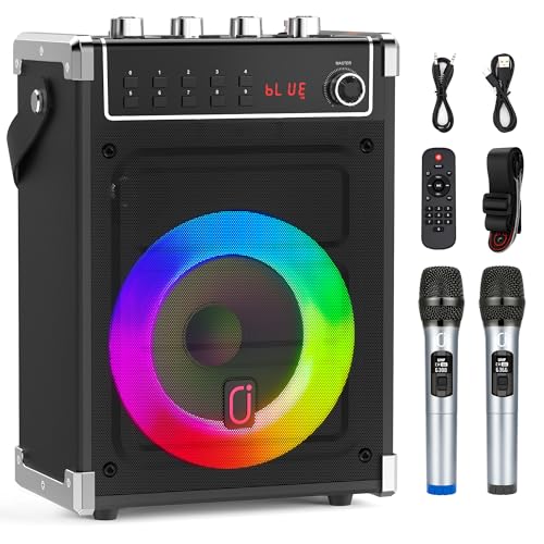 Karaoke Machine: Wireless Mic, Bluetooth Speaker, LED Light
