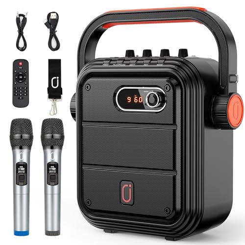 Portable Karaoke Machine with Wireless Microphones and Bluetooth