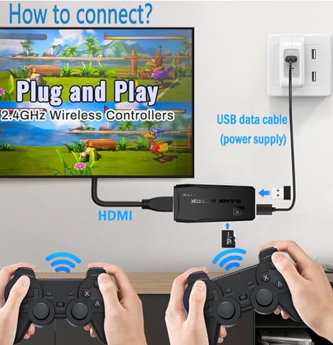 Retro Game Console with 20000+ Games, Wireless Controllers