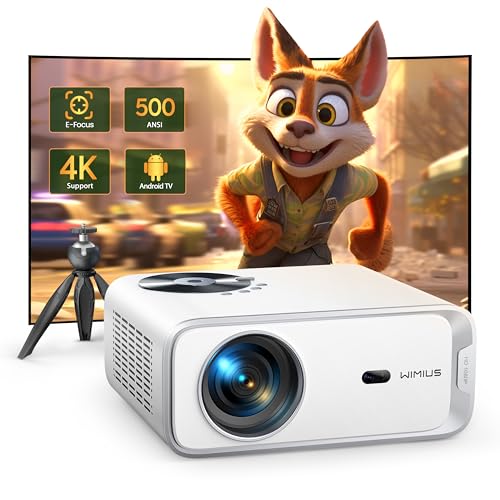 【Portable 4K Android TV】WiMiUS Electric Projector - 500ANSI, WiFi, Bluetooth