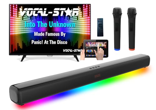 Vocal-Star Karaoke Machine: 250w Soundbar, 2 Wireless Microphones