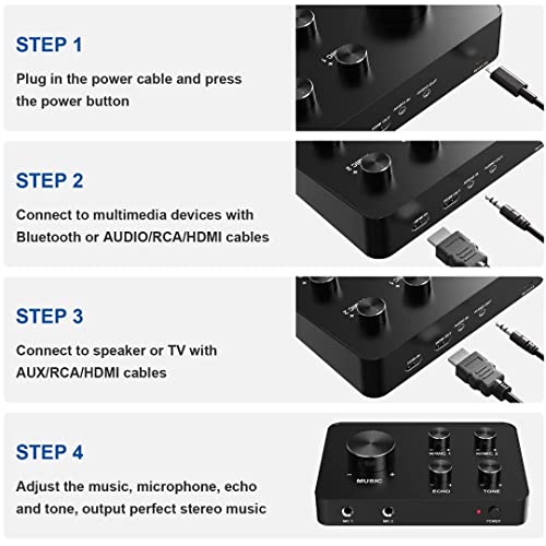 Wireless Karaoke Mixer, Dual Handheld Mic, HDMI Support