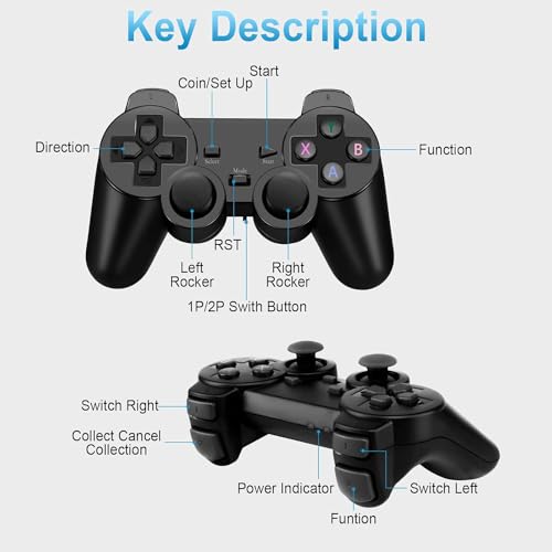Retro Game Console with 20000+ Games, Wireless Controllers