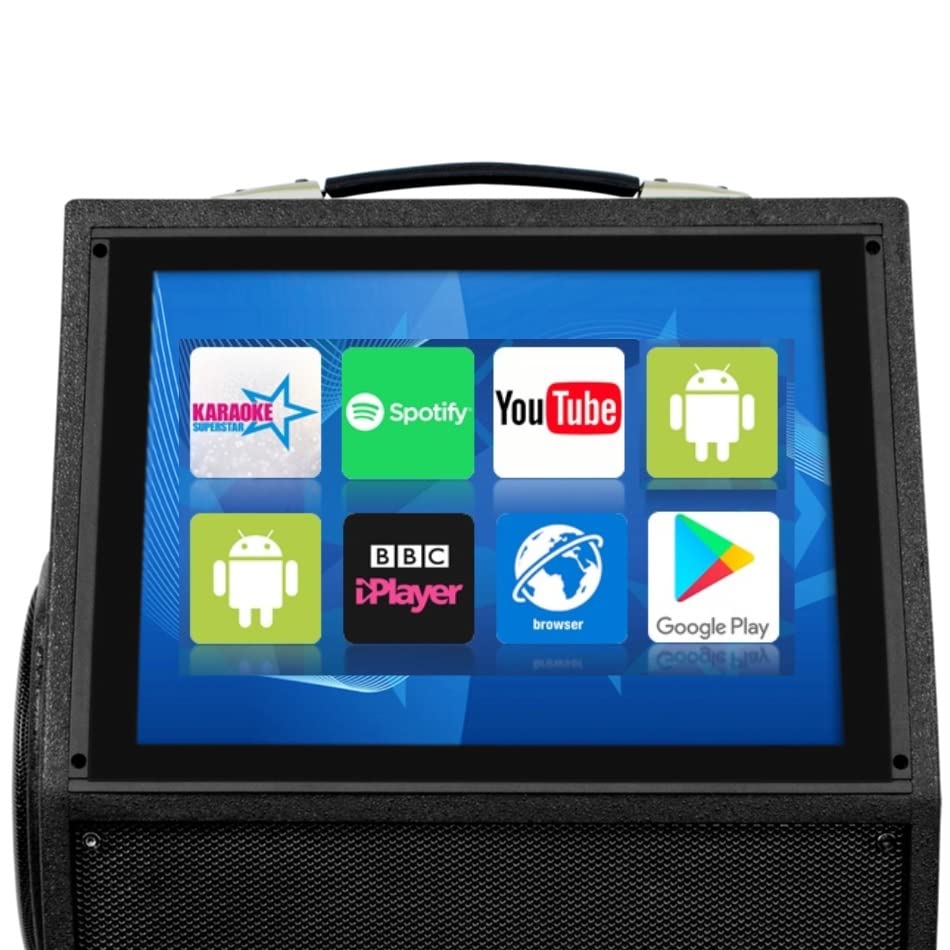 Portable Karaoke Machine with Touch Screen and 4 Wireless Microphones