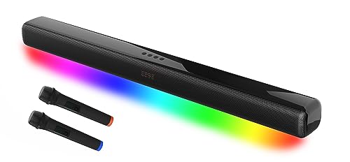 Vocal-Star Karaoke Machine: 250w Soundbar, 2 Wireless Microphones