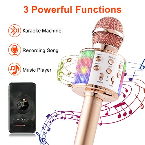 Colorful LED Wireless Bluetooth Microphone for Karaoke Party