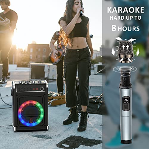 Karaoke Machine: Wireless Mic, Bluetooth Speaker, LED Light