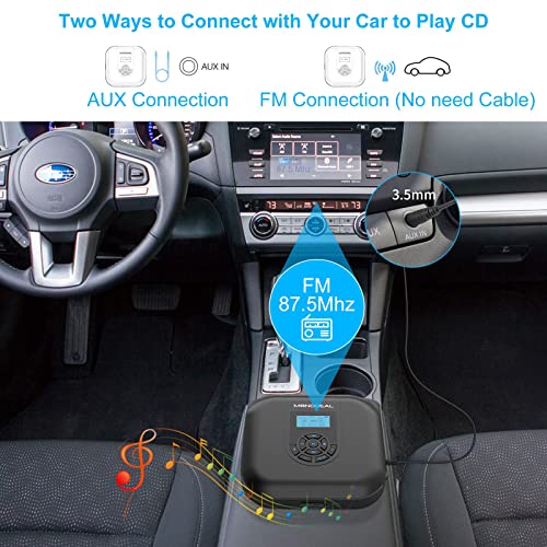 Portable Bluetooth CD Player with Speakers and FM Transmitter