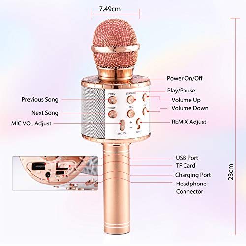 Colorful LED Wireless Bluetooth Microphone for Karaoke Party