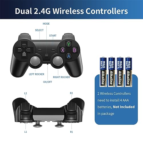 Retro Games Console with Wireless Controllers - 70000+ Games