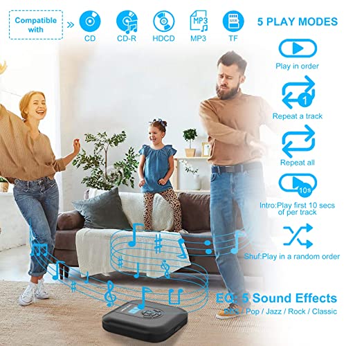 Portable Bluetooth CD Player with Speakers and FM Transmitter