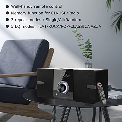 Compact Micro Hi-Fi Stereo: CD Player, Bluetooth, FM Radio