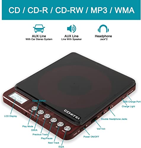 Portable CD Player with Speakers and Headphones