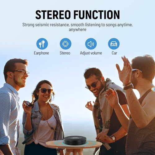Portable CD Player with Earphones, Speakers, Car & Home, 2000mAh Rechargeable, Screen