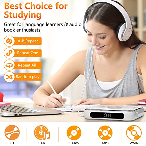 Portable CD Player with Bluetooth and Rechargeable Battery