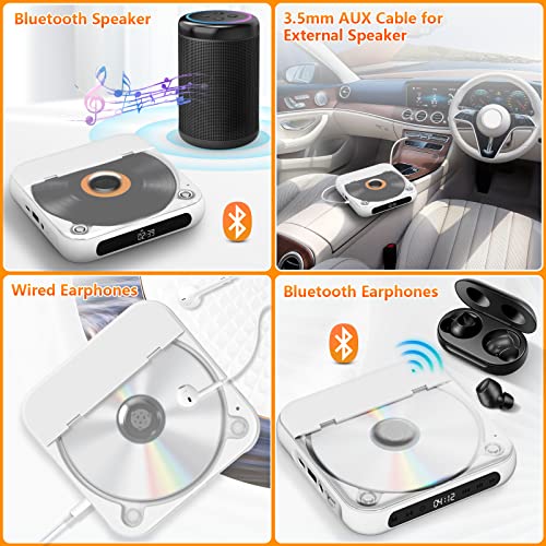 Portable CD Player with Bluetooth and Rechargeable Battery
