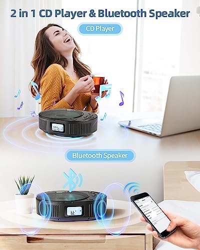 FELEMAN Bluetooth Portable CD Player with Speakers