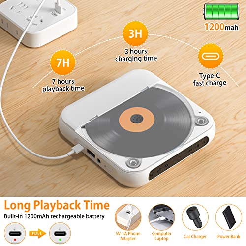Portable CD Player with Bluetooth and Rechargeable Battery