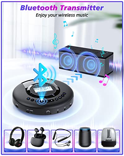 Portable Bluetooth CD Player with FM Radio