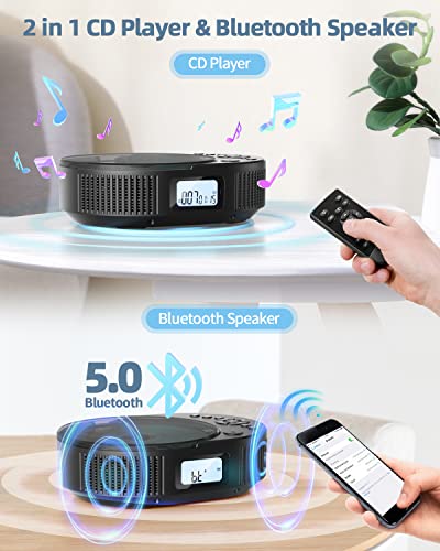 FELEMAN Bluetooth Portable CD Player with Speakers