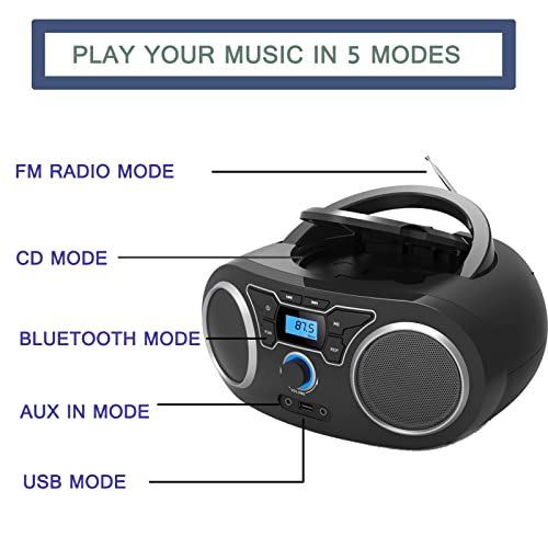 Portable Bluetooth CD Player Boombox Stereo System