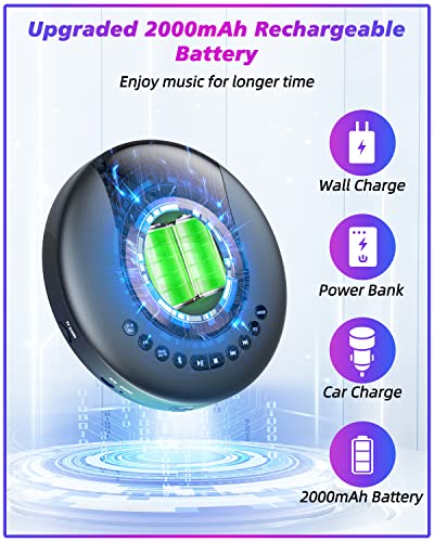 Portable Bluetooth CD Player with FM Radio