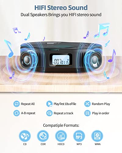 FELEMAN Bluetooth Portable CD Player with Speakers