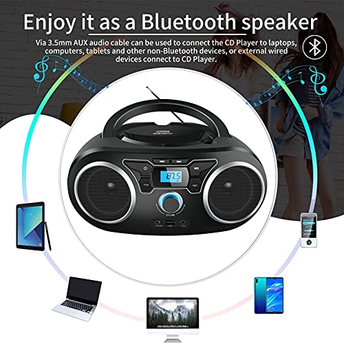 Portable Bluetooth CD Player Boombox Stereo System