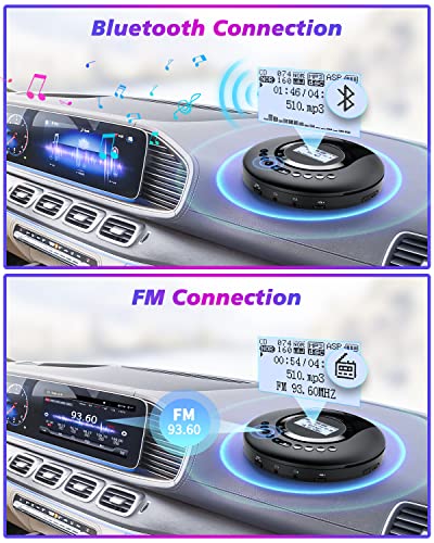 Portable Bluetooth CD Player with FM Radio