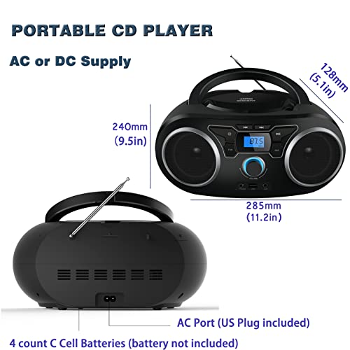 Portable Bluetooth CD Player Boombox Stereo System
