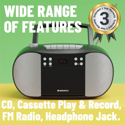 Oakcastle Portable CD Player Boombox | Cassette & FM