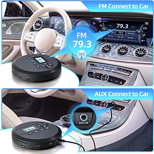 Portable CD Player with Speakers, FM Transmitter, LCD