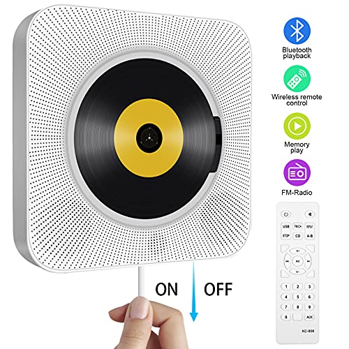 Portable Bluetooth CD Player with Wall Mount Speakers