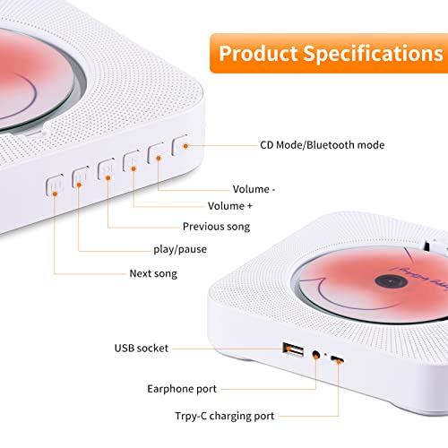 Portable Rechargeable CD Player with Bluetooth & Remote