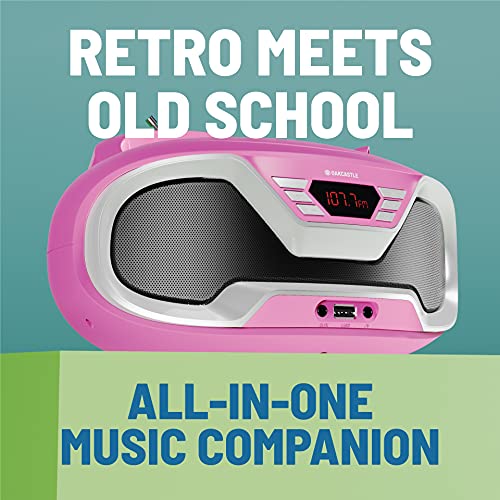 Oakcastle CD200 Pink Portable Bluetooth FM Radio CD Player